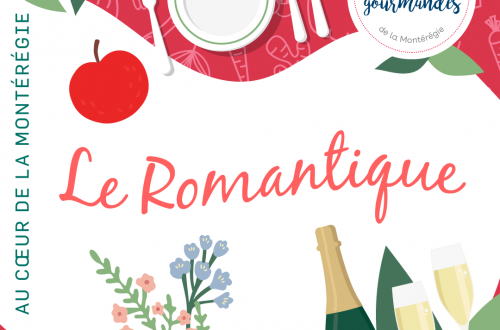 Visuel promotionnel microcircuit Le Romantique des Virées gourmandes de la Montérégie par La Montérégie: Le Garde-Manger du Québec. Année 2022.